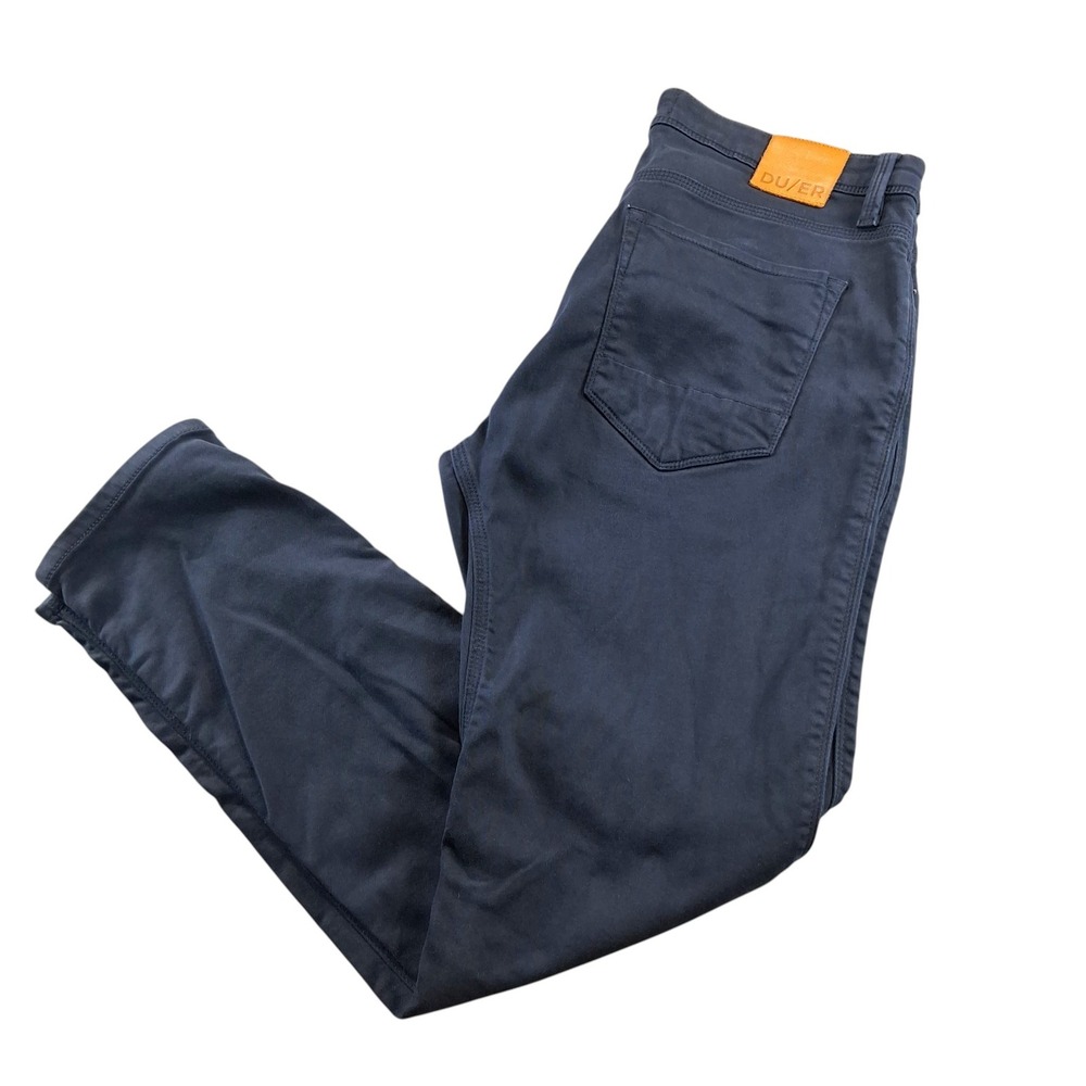 DU/ER Mens N2X Slim Fit Pants 34x30 Navy Blue Performance Stretch Chino MFNS1001